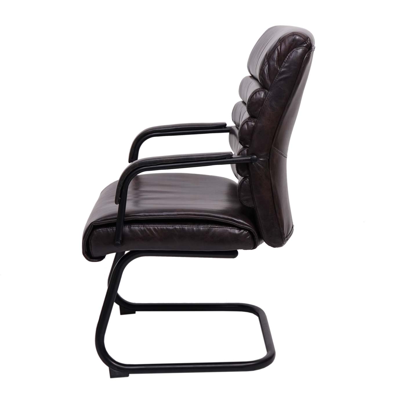 Set van 6 vergaderstoelen MCW-H31, eetkamerstoel sledemodel vintage metaal met suèdelook MVG ~ kunstleer bruin