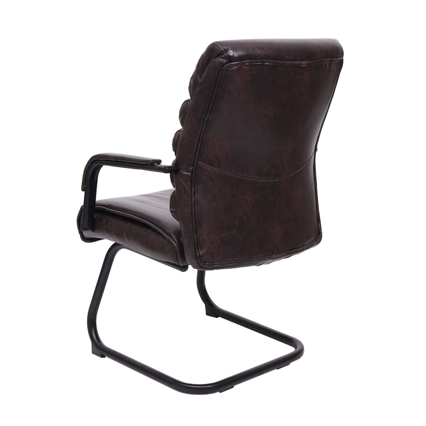Set van 6 vergaderstoelen MCW-H31, eetkamerstoel sledemodel vintage metaal met suèdelook MVG ~ kunstleer bruin