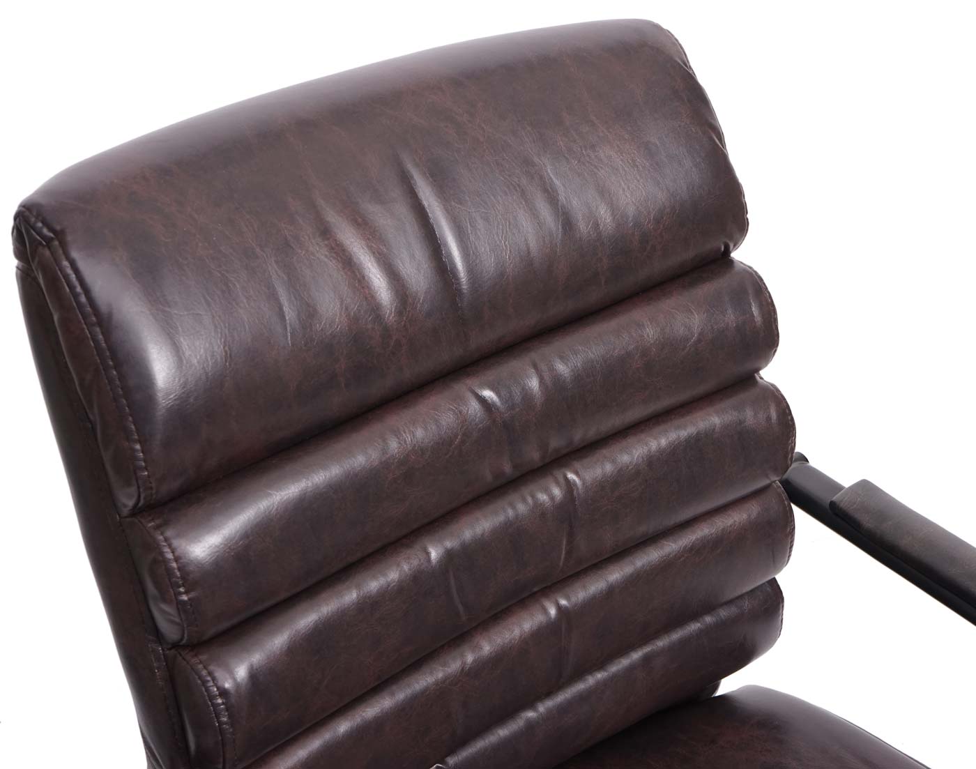 Set van 6 vergaderstoelen MCW-H31, eetkamerstoel sledemodel vintage metaal met suèdelook MVG ~ kunstleer bruin