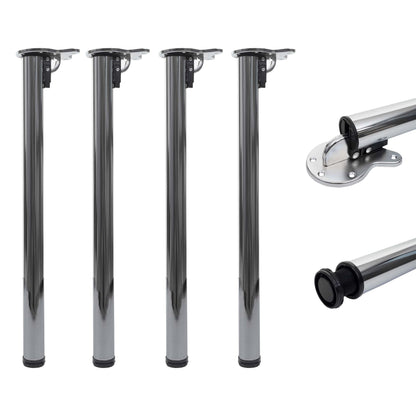 Set van 4 tafelpoten MCW-H34, voor bureau eettafel tafelonderstel, opvouwbaar 72cm ~ roestvrij staal look