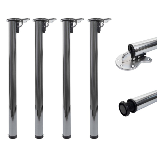 Set van 4 tafelpoten MCW-H34, voor bureau eettafel tafelonderstel, opvouwbaar 72cm ~ roestvrij staal look