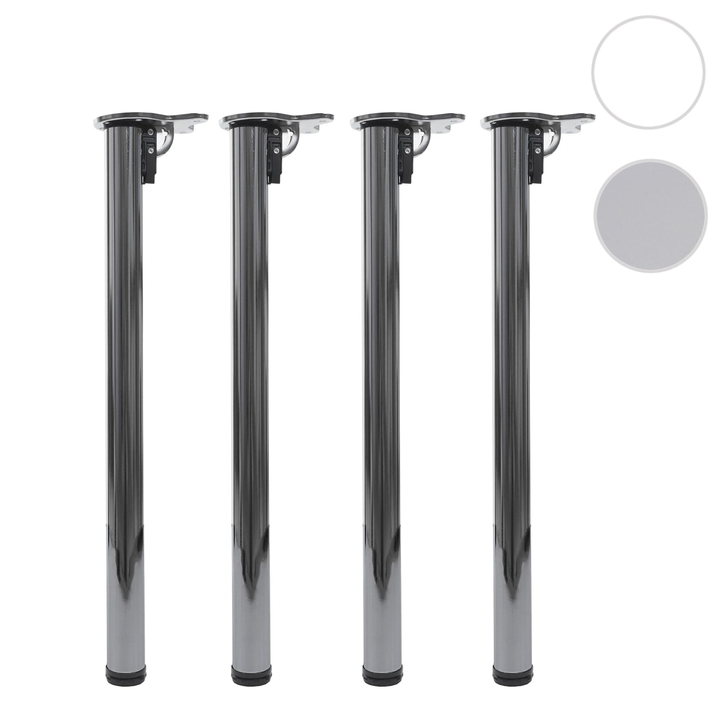Set van 4 tafelpoten MCW-H34, voor bureau eettafel tafelonderstel, opvouwbaar 72cm ~ roestvrij staal look
