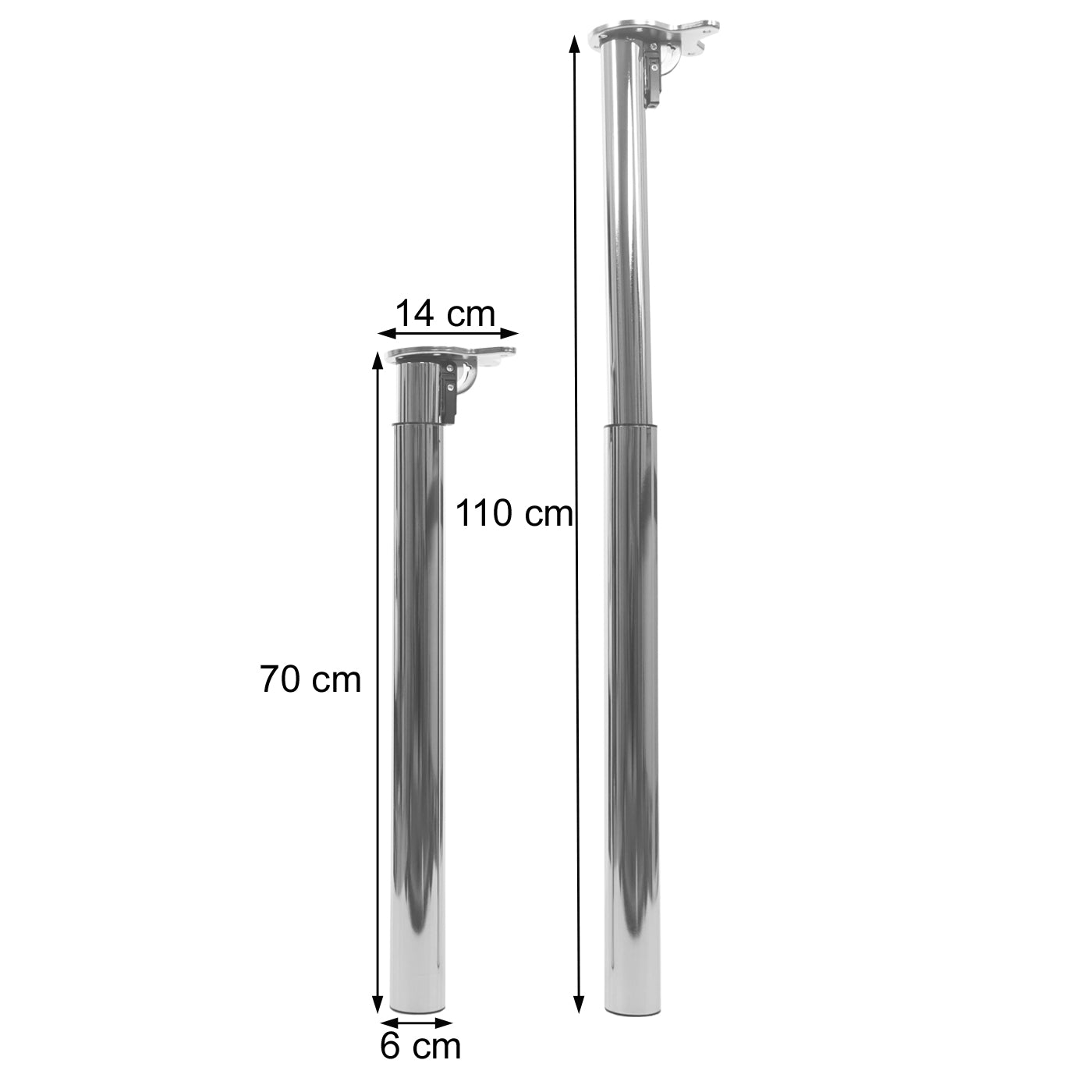 Set van 4 tafelpoten MCW-H35 voor bureau Tafelpoot inklapbaar draaimechanisme in hoogte verstelbaar 70-110cm ~ wit