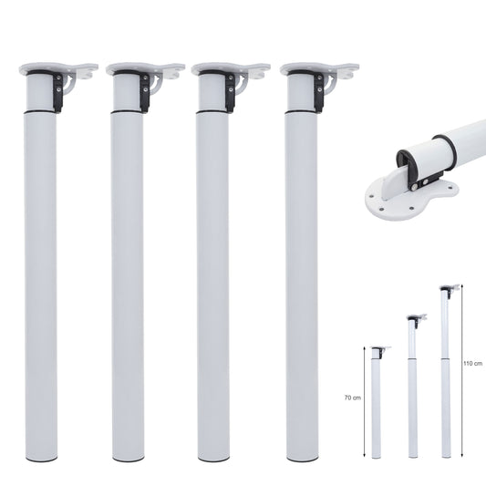 Set van 4 tafelpoten MCW-H35 voor bureau Tafelpoot inklapbaar draaimechanisme in hoogte verstelbaar 70-110cm ~ wit