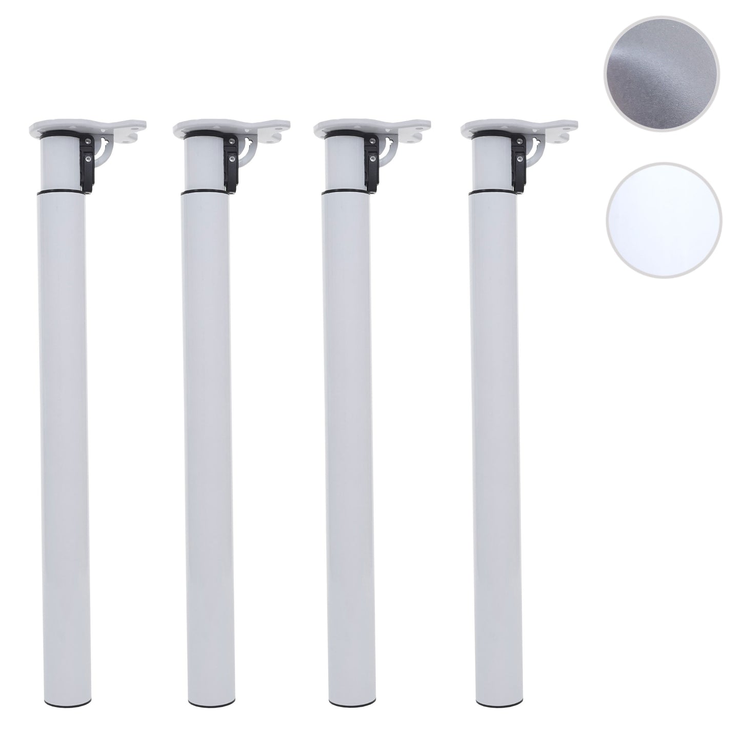 Set van 4 tafelpoten MCW-H35 voor bureau Tafelpoot inklapbaar draaimechanisme in hoogte verstelbaar 70-110cm ~ wit