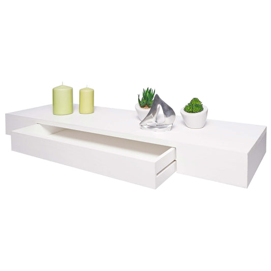 Wandplank MCW-H37, wandplank Hangende plank, lade massief hout 8x80x25cm ~ wit