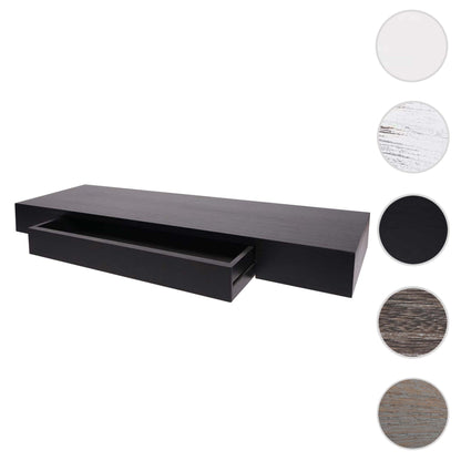 Wandplank MCW-H37, wandplank Hangende plank, lade massief hout 8x80x25cm ~ zwart