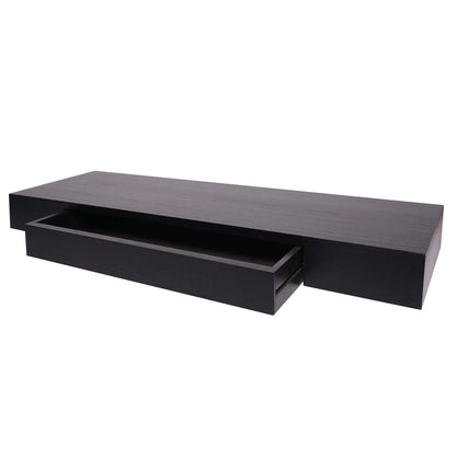 Wandplank MCW-H37, wandplank Hangende plank, lade massief hout 8x80x25cm ~ zwart