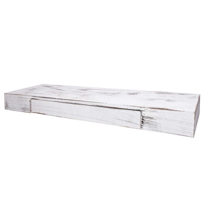 Wandplank MCW-H37, wandplank Hangende plank, lade massief hout 8x80x25cm ~ wit, shabby