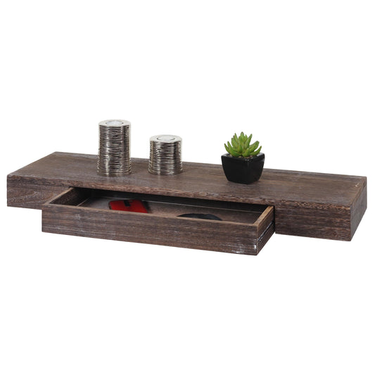 Wandplank MCW-H37, wandplank Hangende plank, lade massief hout 8x80x25cm ~ bruin, shabby