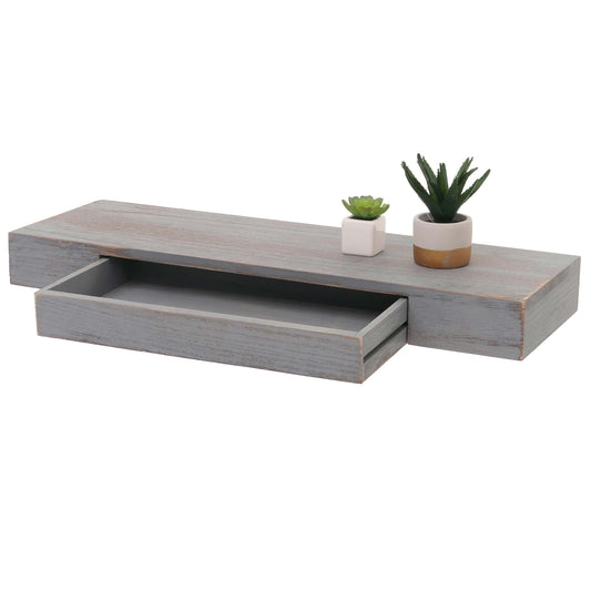 Wandplank MCW-H37, wandplank Hangende plank, lade massief hout 8x80x25cm ~ grijs, shabby