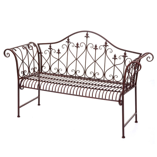 Tuinbank MCW-H78, parkbank, 2-zits metaal met ornamenten roest-look bruin 150cm ~ zonder zitkussen