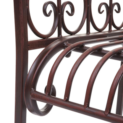 Tuinbank MCW-H78, parkbank, 2-zits metaal met ornamenten roest-look bruin 150cm ~ 2x zitkussen groen