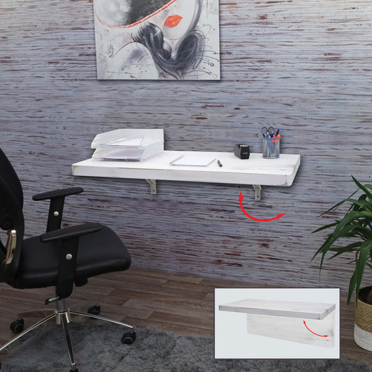 Wandtafel MCW-H48, wandklaptafel wandplank tafel, inklapbaar massief hout ~ 100x50cm shabby white