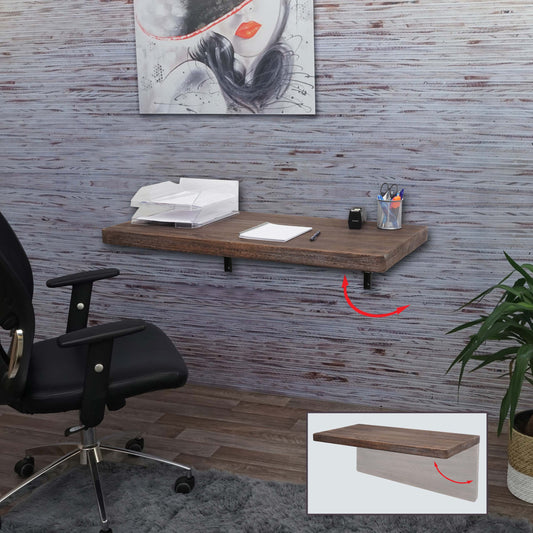 Wandtafel MCW-H48, wandklaptafel wandplank tafel, inklapbaar massief hout ~ 100x50cm shabby bruin