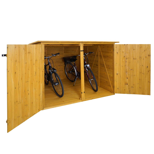 2-fietsengarage MCW-H60, fietsbox gereedschapsberging, MVG afsluitbaar 151x200x200cm ~ bruin