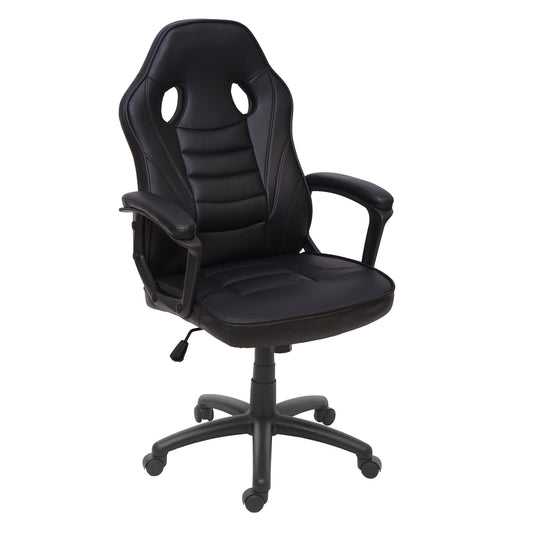 Bureaustoel MCW-F59, bureaustoel bureaustoel racestoel gamestoel, kunstleer ~ zwart