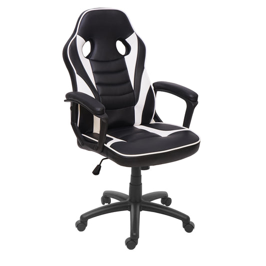 Bureaustoel MCW-F59, bureaustoel bureaustoel racestoel gamestoel, kunstleer ~ zwart/wit