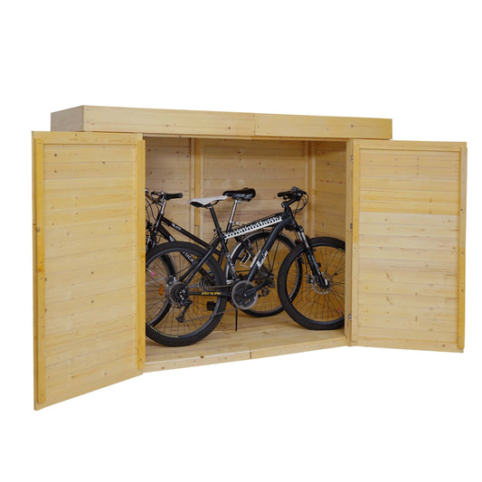2-fietsengarage MCW-H63, fietsbox gereedschapshok, afsluitbaar 150x204x100cm ~ bruin
