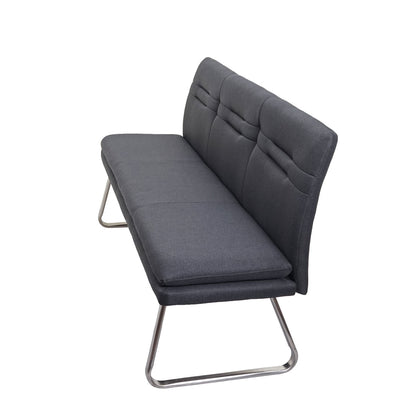 Bank MCW-H70, eetkamerbank gestoffeerde bank, rugleuning stof/textiel geborsteld roestvrij staal ~ grijs 180cm