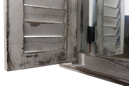 Wandspiegel raam met luiken 53x42x5cm ~ grijs shabby