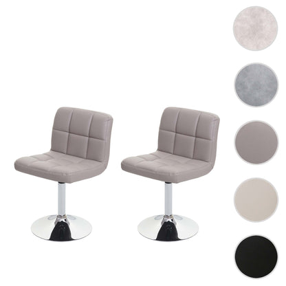 Set van 2 eetkamerstoelen Bureaustoel Stoel Kavala kunstleer chroom ~ taupe-grijs