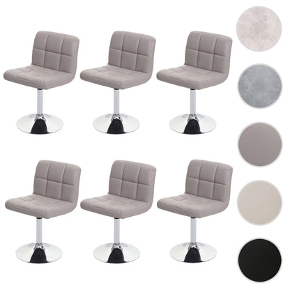 Set van 6 eetkamerstoelen Bureaustoel Stoel Kavala kunstleer chroom ~ taupe-grijs