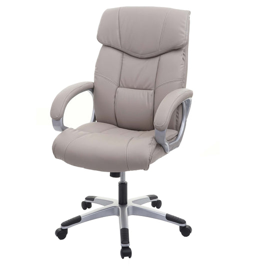 Bureaustoel MCW-A71, directiedraaistoel, kunstleer ~ taupe-grijs