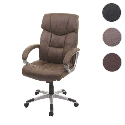 Bureaustoel MCW-A71, directiedraaistoel bureaustoel, stof/textiel, MVG ~ suède look bruin