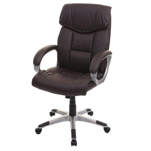 Bureaustoel MCW-A71, directiedraaistoel, kunstleer ~ koffiebruin