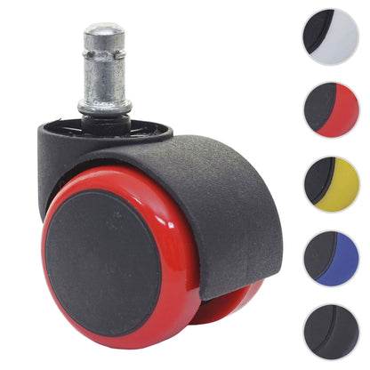 Set van 5 harde vloeren wielen MCW-H86, bureaustoel wielen, 150kg draagvermogen Ø 11mm ~ rood