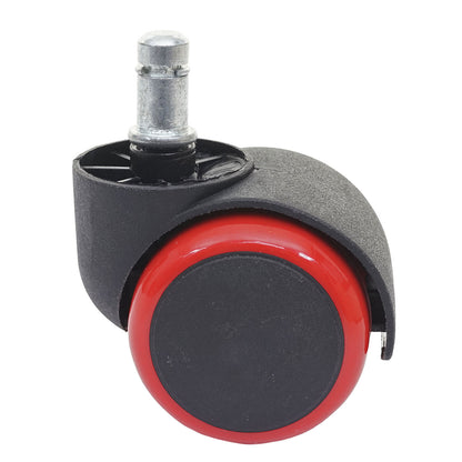 Set van 5 harde vloeren wielen MCW-H86, bureaustoel wielen, 150kg draagvermogen Ø 11mm ~ rood