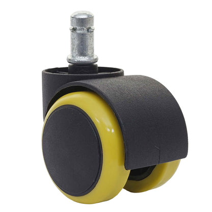 Set van 5 harde vloeren wielen MCW-H86, bureaustoel wielen, 150kg draagvermogen Ø 11mm ~ geel