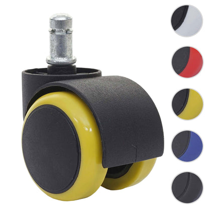 Set van 5 harde vloeren wielen MCW-H86, bureaustoel wielen, 150kg draagvermogen Ø 11mm ~ geel