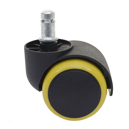 Set van 5 harde vloeren wielen MCW-H86, bureaustoel wielen, 150kg draagvermogen Ø 11mm ~ geel
