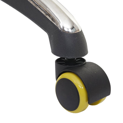 Set van 5 harde vloeren wielen MCW-H86, bureaustoel wielen, 150kg draagvermogen Ø 11mm ~ geel