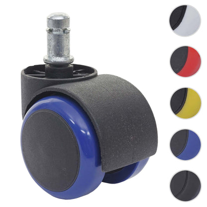 Set van 5 harde vloeren wielen MCW-H86, bureaustoel wielen, 150kg draagvermogen Ø 11mm ~ blauw