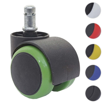 Set van 5 harde vloeren wielen MCW-H86, bureaustoel wielen, 150kg draagvermogen Ø 11mm ~ groen