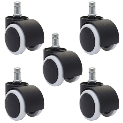Set van 5 harde vloeren wielen MCW-H86, bureaustoel wielen, 150kg draagvermogen Ø 11mm ~ wit