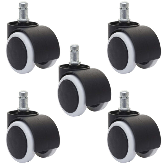 Set van 5 harde vloeren wielen MCW-H86, bureaustoel wielen, 150kg draagvermogen Ø 11mm ~ wit