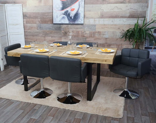 Set van 6 eetkamerstoelen Orlando, bureaustoel keuken, kunstleer chroom MVG-gecertificeerd ~ grijs