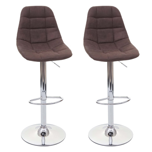 Set van 2 barkrukken MCW-A67, barkruk counter stool, MVG-gecertificeerd ~ vintage donkerbruin, textiel