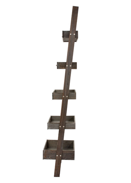 Staande plank Plantenplank Bloemenstandaard, 169x43x32cm, shabby look, vintage ~ bruin