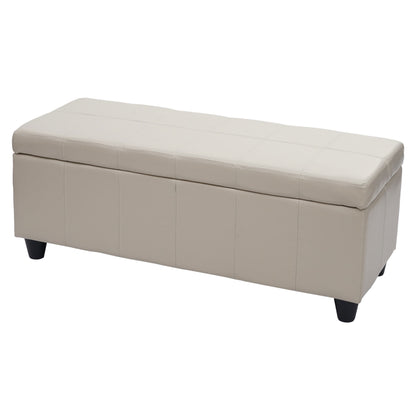 Opbergkist Kriens, bankje, kunstleer, 45x114x45cm ~ crème