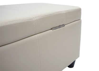 Opbergkist Kriens, bankje, kunstleer, 45x114x45cm ~ crème