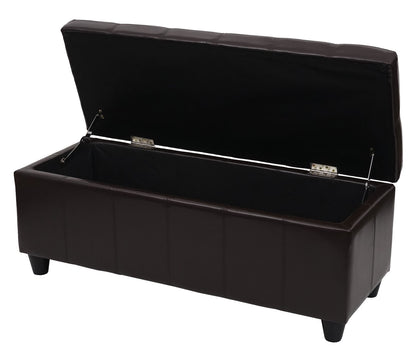 Opbergkist Kriens, bankje, kunstleer, 45x114x45cm ~ bruin