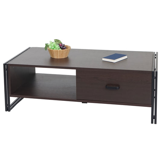 Salontafel MCW-A27, bijzettafel woonkamertafel, 41x120x60cm 3D structuur, metaal MDF ~ donkerbruin