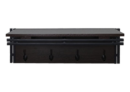 Wandkapstok MCW-A27, kapstokplank, 4 haken 24x75x24cm 3D structuur ~ donkerbruin
