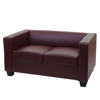 2-zits bank loungebank Lille ~ kunstleder, roodbruin