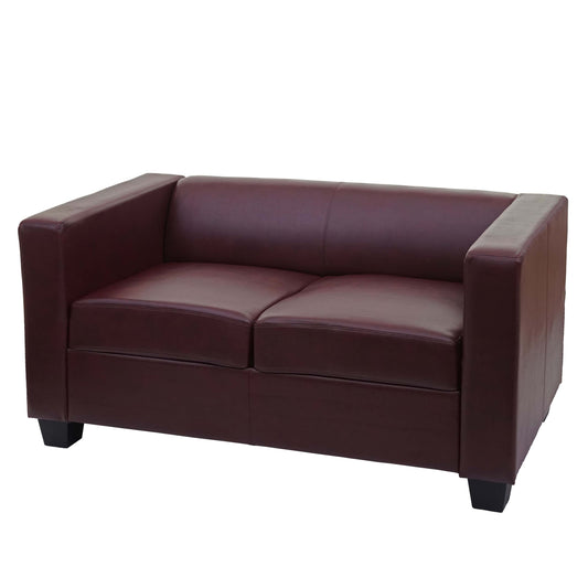 2-zits bank loungebank Lille ~ kunstleder, roodbruin